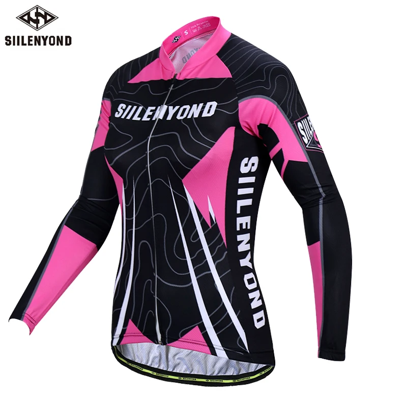 Women Cycling Jersey Siilenyond женский Pro зимний термо велосипедный Джерси с длинными рукавами для велоспорта Одежда MTB Одежда для езды на велосипеде - Цвет: Women Cycling Jersey