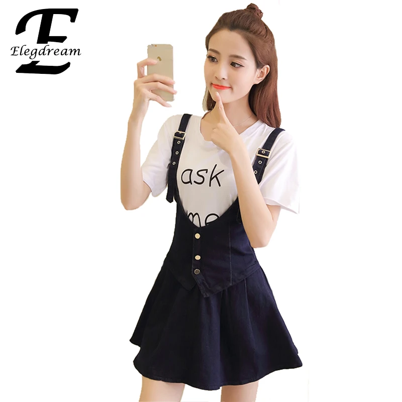 Elegdream Fashion Female Sleeveless Sundress Vintage Laides Denim Jeans Dress Women Casual Skater Dresses 2017 Summer Vestido XL