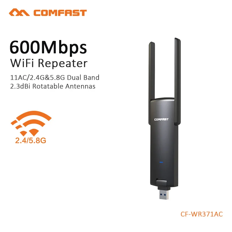 COMFAST беспроводной usb повторителя AC 600 Mbps WiFi usb антенны wi fi усилитель сигнала 2,4 + 5 ГГц ПК мини-ретранслятор CF-WR371AC