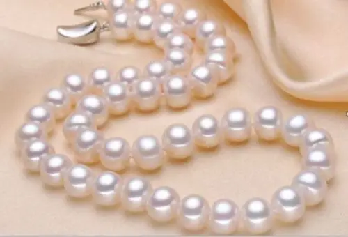

FREE SHIPPING HOT sell new Style >>>>> Charming Natural 9-10mm AA++ White South Sea Pearl Necklace 17"AAA+