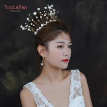 YouLaPan HP184 Золотая свадебная корона для волос жемчужные вечерние головные уборы ручной работы жемчужные украшения для волос Свадебные Аксессуары повязка на голову