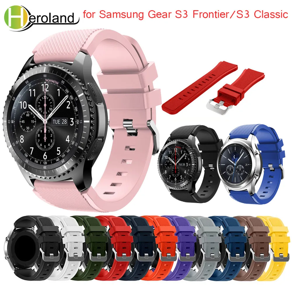 Ремешок силиконовый для наручных часов спортивный браслет Samsung Gear S3 Frontier Classic Huami