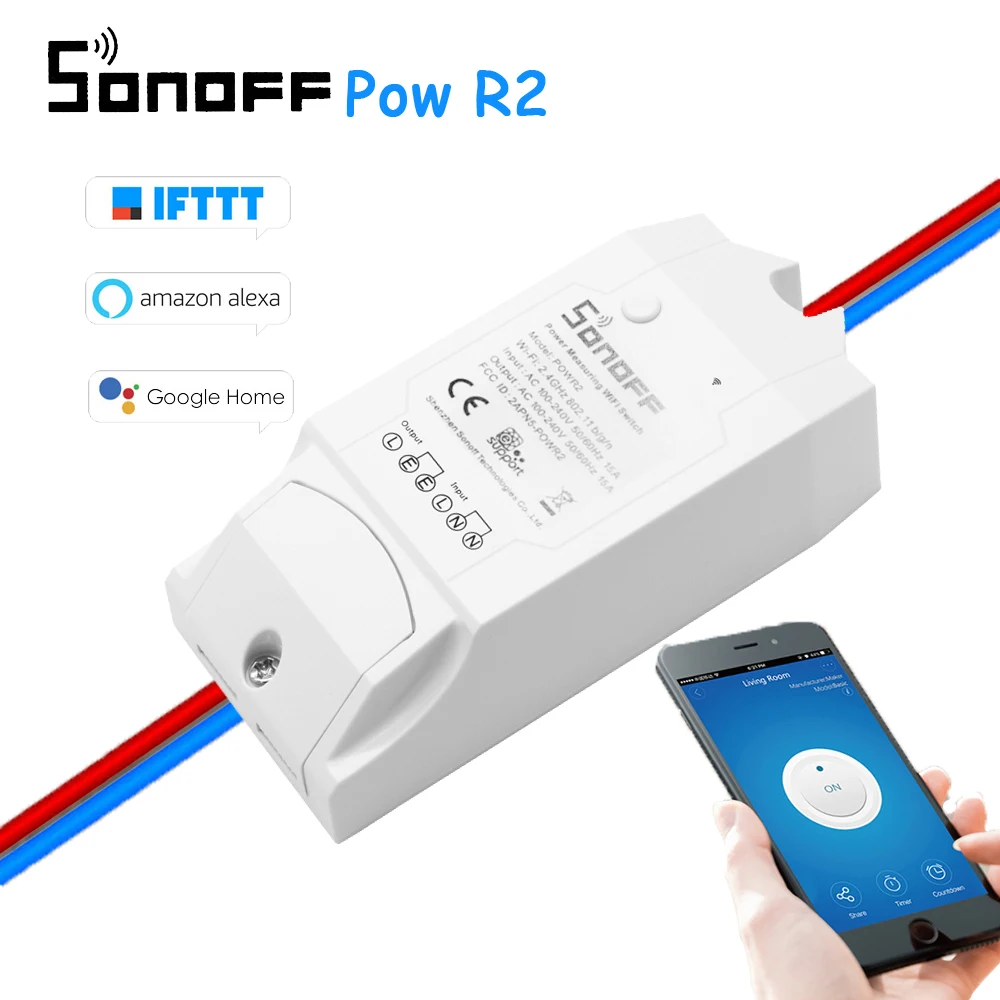 Sonoff Pow R2 ITEAD умный Wifi переключатель беспроводной вкл/выкл контроллер с измерением энергопотребления в реальном времени 15А/3500 Вт