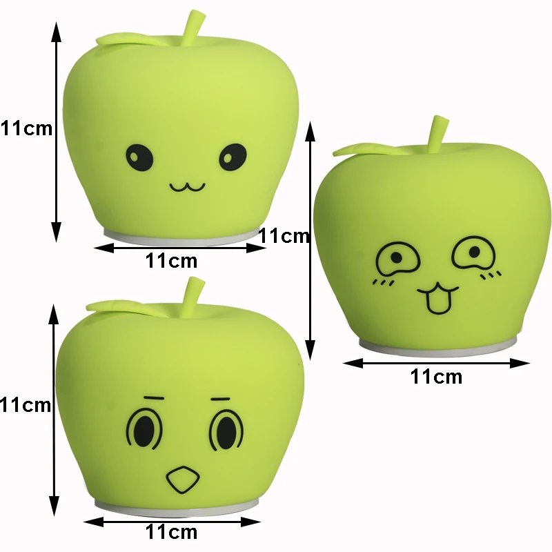Мягкий силиконовый светодиодный ночник для яблока, фруктовый ночник, детский сенсорный датчик, контрольный ночник, детские домашние