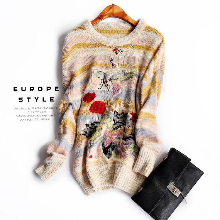New 2019 Autumn Winter Stripped Sweaters Knitwear Women ...