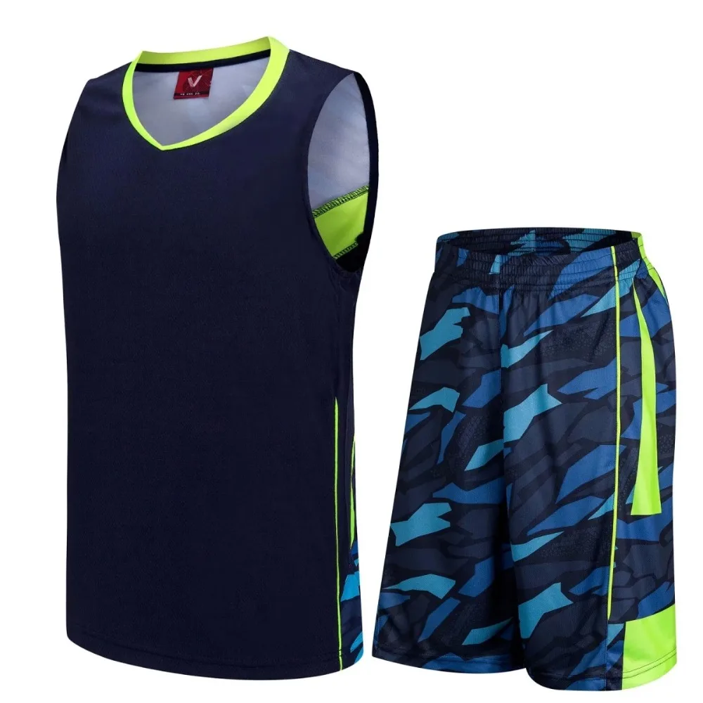 Buy Blank style basketball jersey & shorts men sleeveless uniform breathable