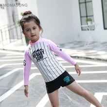 Детский купальный костюм быстрое высыхание Разделение рукавом Длинные рукава летние Seasides солнцезащитный крем для девочек Купальник водолазный костюм со шляпой