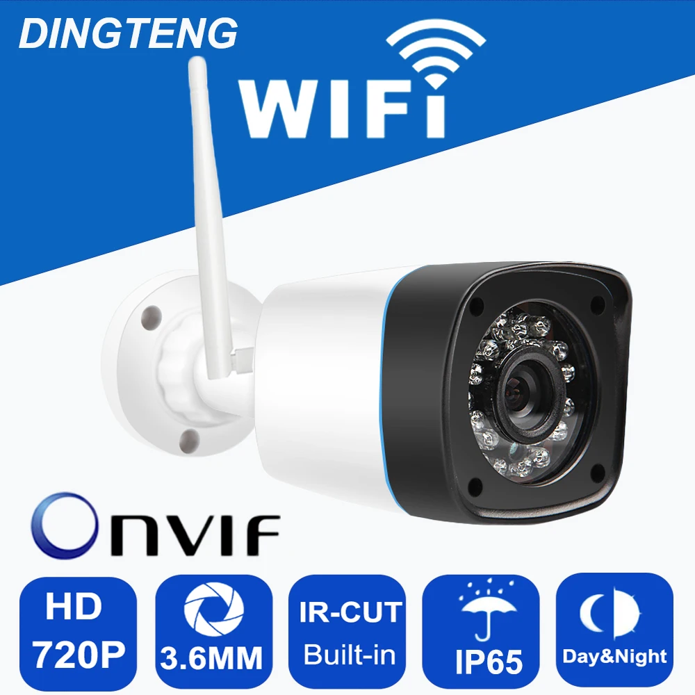 IP camera WIFI Megapixel Onvif HD 720p 1MP Outdoor IP65 Wireless Security CCTV IP Cam IR Infrared SD Card Slot P2P Bullet Kamera