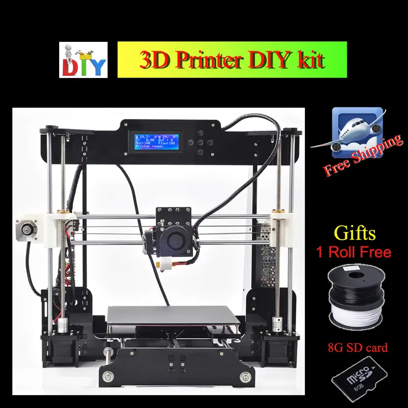 220*220*240mm Print Size 3d-printer High Precision Reprap Prusa DIY 3d Printer kit with 1 Roll Filament +8 GB SD card as Gift