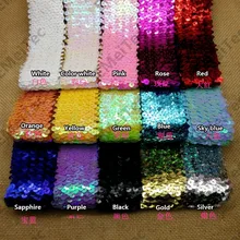 Wholesale 30yds Craft 5 Row 45mm Glitter Silver Craft Hand Beaded Trim Elastic Stretch Sequin Trim Lace Ribbon DIY Sewing Crafts
