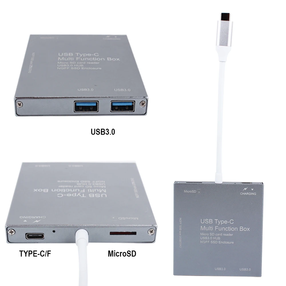  Neue Art-c mobile festplatte box usb3.0 Hub reader PD lade funktion ngff SSD drive speed bei 10 Gbp