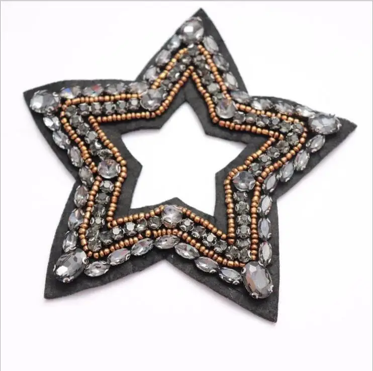 

ZGTGLAD1Pcs Rhinestone star Beaded Patch for Clothing Sewing on Beading Applique Clothes Shoes Bags Decoration Patch DIY Apparel