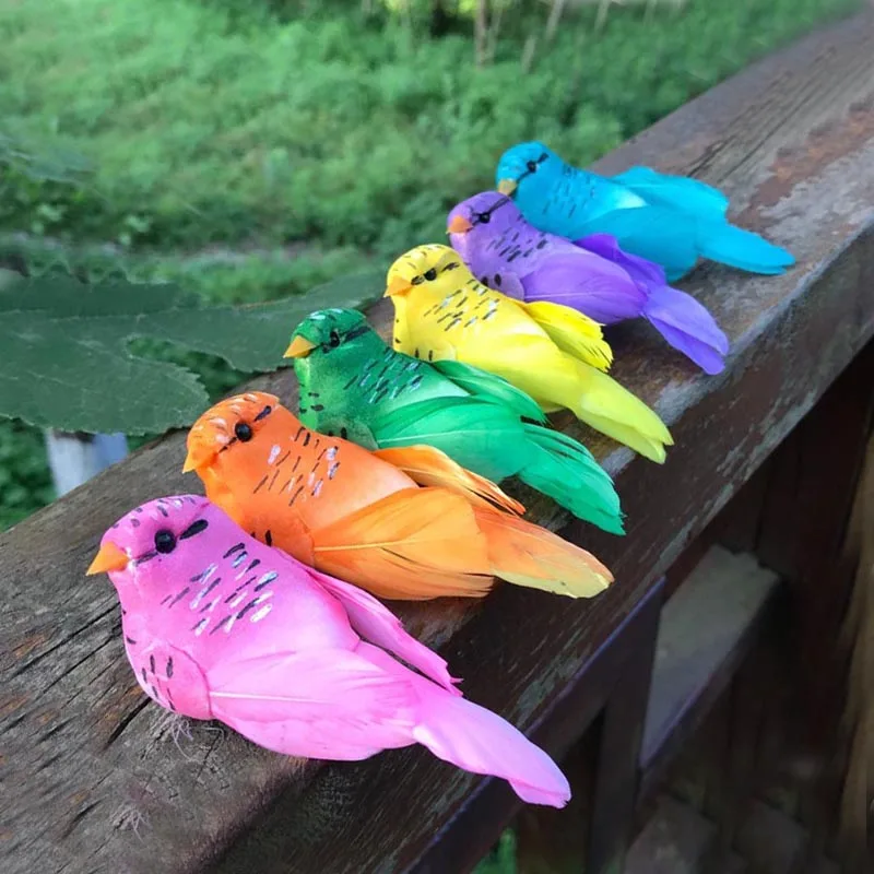 2 шт/6 цветов, декоративные мини-искусственные перья для птиц, пенные птицы для Anniversaire, украшения, свадебные вечеринки, стол для свадьбы - Цвет: Magnet Color random