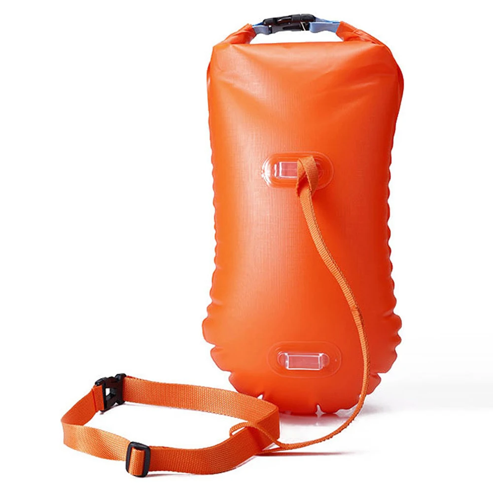 Многофункциональный водонепроницаемый ПВХ плавательный буй безопасности воздуха сухой Поплавковый мешок буксировочный поплавок плавательный парусный надувной флотационный мешок - Цвет: Оранжевый