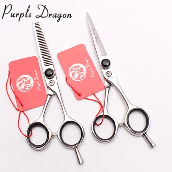 

6" 17.5cm 440C Purple Dragon Black Stone Hairdressing Scissors Thinning Shears Cutting Scissors Professional Hair Scissors Z9012