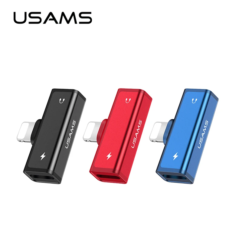 

USAMS Dual Lightning Adapter audio Earphone Headphone Charging Adapter USB Cable For iPhone x cable Adapter