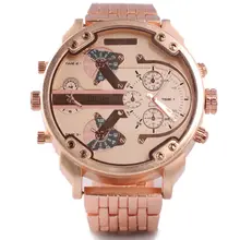 Oulm Marque De Luxe DZ Hommes Alliage Montre En Métal 4 Couleurs grande Taille Armée Double Temps Mâle Occasionnel Militaire Montre-Bracelet Relogio Masculino