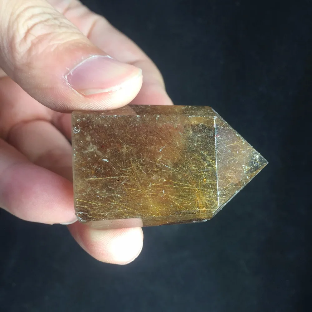 

HD180-47g Natural Rutilated Gold Hair Quartz Crystal Christmas Home Decoration Accessories