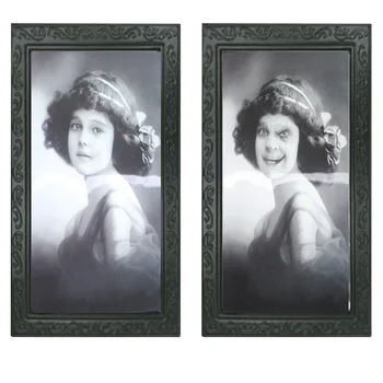 

3D Ghost Face Photo Frame Funny Toy Horror Ghost Lenticular Morphing Changing Moving Face Halloween Party Home Bar Haunted Props
