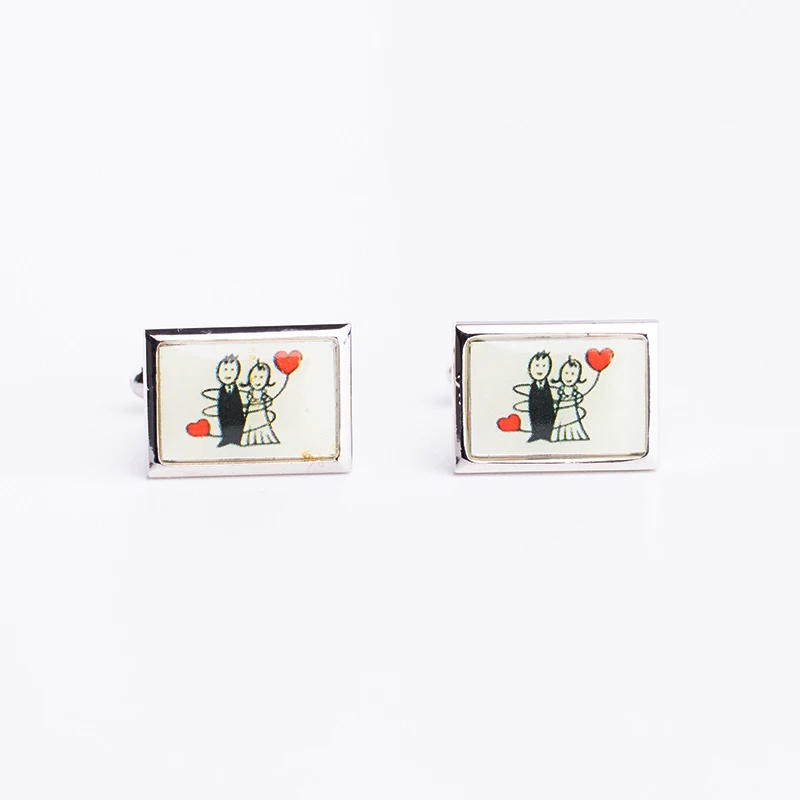 

Wholesale fashion wedding cufflinks for bridegroom red heart cuff link 1 pair big promotion best man groom groomsman bride