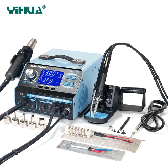 4 в 1 YIHUA 992DA + паяльная станция с горячим воздухом|soldering iron station|iron stationsolder rework station |