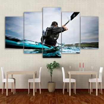 

5 Panel Wall Art Picture Water Sports Canoeing Canvas Painting Picture Poster Print Living Room Sky Pictures Canvas Painting