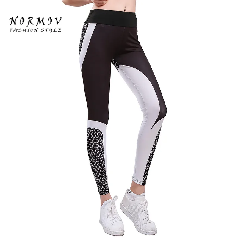 

NORMOV Women's Leggings New Digital Cellular Digital Printing High Waist Leggings Polyester Slim Large Size Fitness Leggings
