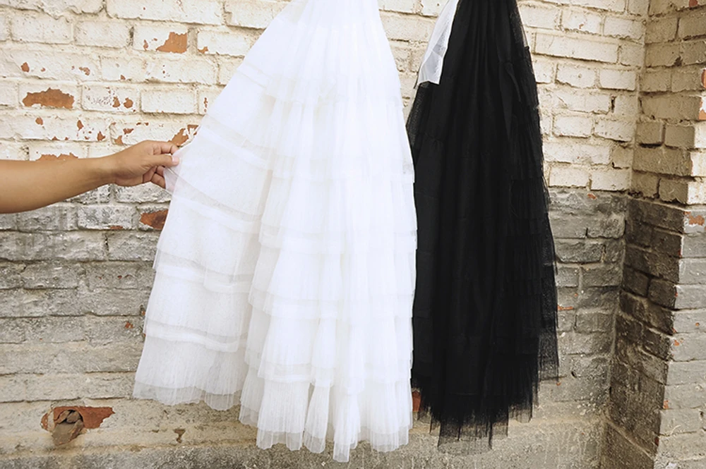 2 метра Белый Черный гофрированный Тюль Кружево плиссированное платье с пачкой из сетки ткань Многослойные гофрированные сетки кукла платье ткань свадебные декорации