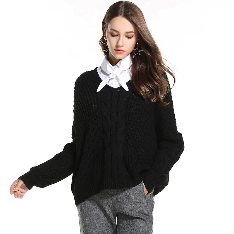 2018 Autumn Winter Warm Knitted Sweater V Neck Long Sleeve Sweaters Knitwear Pullovers 2018 Autumn Winter Warm Knitted Sweater V Neck Long Sleeve Sweaters Knitwear Pullovers