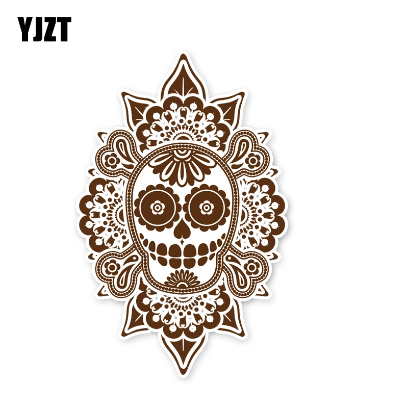 

YJZT 7.6CM*11.6CM Car Window Patterned Sugar Skull Decal Creative Car Sticker 6-2540