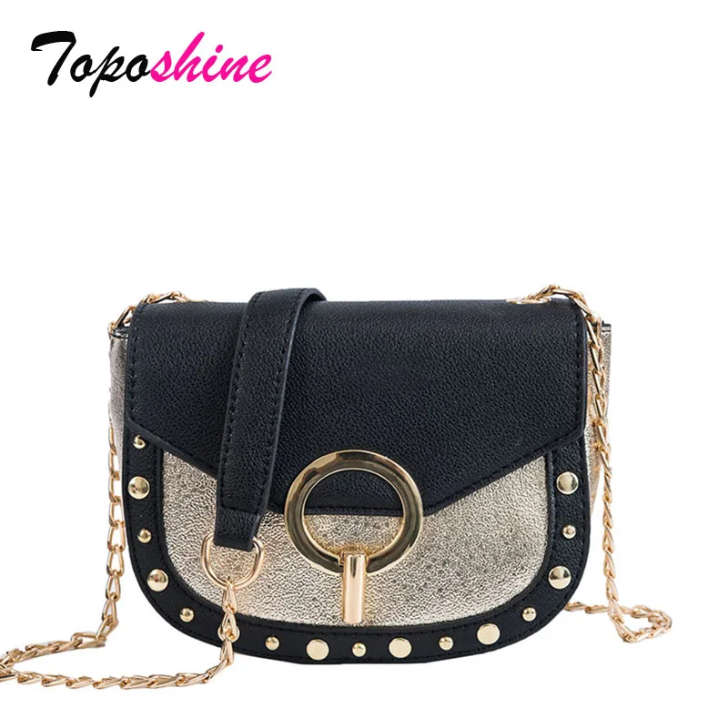 

Toposhine Saddle Bag Personalized Rivet Hit Color Ladies Shoulder Bag Fashion High Quality Casual Wild Shoulder Messenger Bag