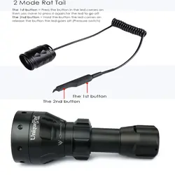 UniqueFire UF-1503 Cree Q5 тактический светодиодный фонарик комплект: 1 фонари, 1 хвоста крысы, Перезаряжаемые, 300 LM, 3 режима, 50 мм зум-объектив