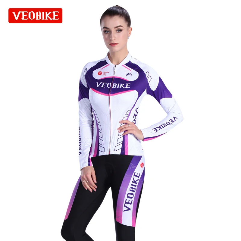 VEOBIKE Women 2018 Pro Team Racing Bike Clothing Set MTB Lady Cycling