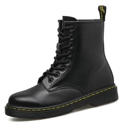 

2018 Fashion New Black boots Women Retro Summer/Spring Flat Mid-Calf boot Adult Girls Lace-Up Low Round Toe Boot