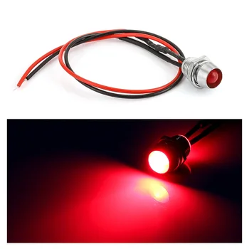 

iSincer 1pcs 8mm 12V LED Metal Indicator Pilot Dash Light Lamp With Wire White Yellow Green Red Blue bulb Lamp Car motorcycle