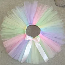 Радужная юбка-пачка, Нижняя юбка-пачка для малышей с розовым бантом, 5 цветов