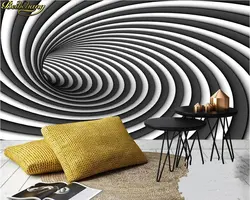 Beibehang пользовательские фотообоями Nordic минимализм Черный и белый цвета трехмерный туннель ТВ фоне обоев