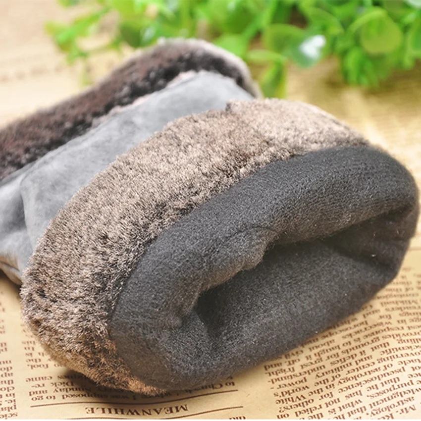 women cute fingerless gloves fashion rabbit hair wrist women Genuine leather gloves warm pig suede pigskin gloves