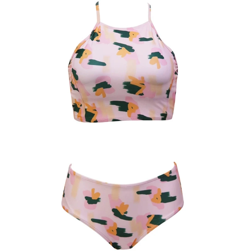 

Women Push Up Bra Crop Tops Low Waist Thongs Floral Print Swimsuit Swimwear