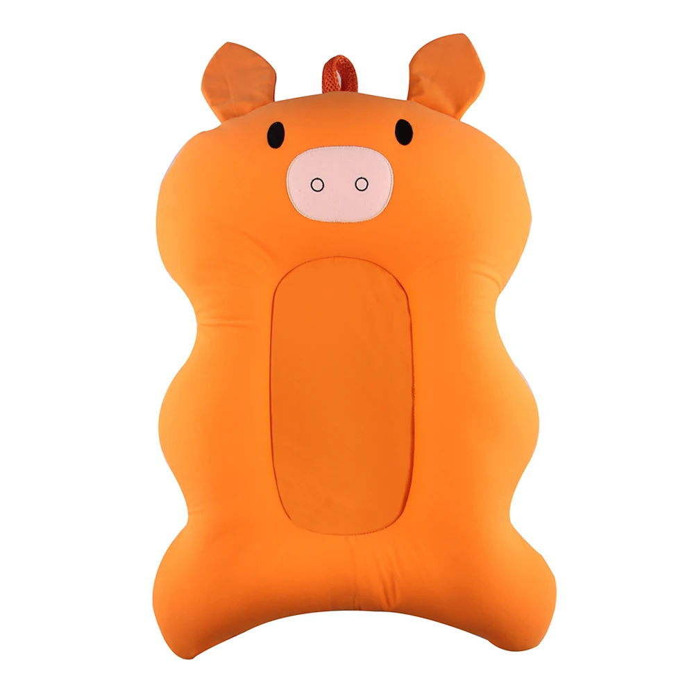 Мультяшная свинья Младенческая Ванна сиденье сетка поддержка нескользящий коврик для купания младенцев складной коврик для купания младенцев для ванны младенцев - Цвет: Оранжевый