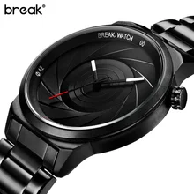 BREAK Photographer Series Unique Camera Style stainless Strap Men Women Casual Fashion Sport Quartz Modern Gift