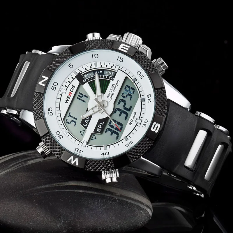 WEIDE мужские часы люксовый бренд спортивные кварцевые цифровые светодиодный