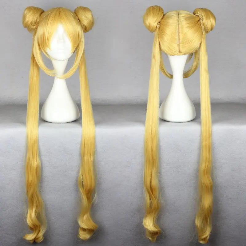 Wholesale Free Shipping 100cm Long Gold Sailor Moon Wig High Quality