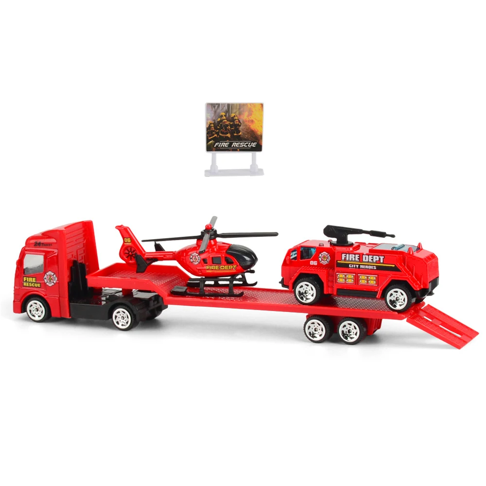 Грузовик модели игрушечных автомобилей для мальчиков Детский подарок 1: 64 бортовой прицеп игрушка грузовик сплав прицеп каток экскаватор погрузчик - Цвет: A2