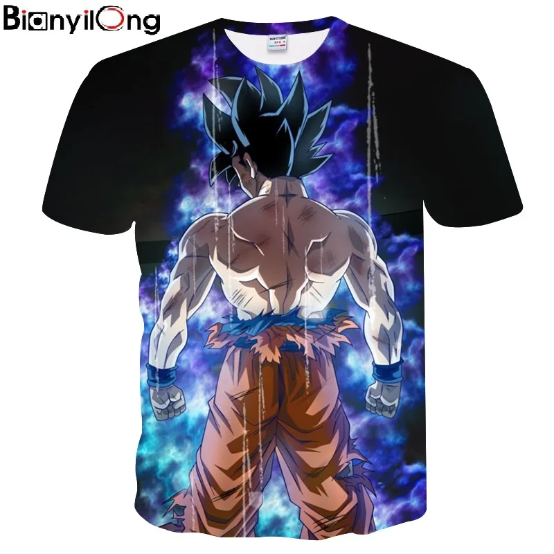 Горячая Dragon Ball Z футболки мужские лето harajuku моды 3D печать Супер Saiyan Черный Дракон