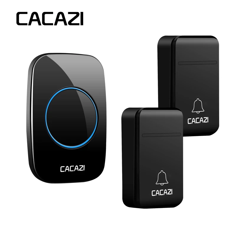 

CACAZI Self-Powered Wireless Doorbell No Battery Required US Plug 200M Remote Waterproof Home Calling Bell 2 Button 1 Receiver
