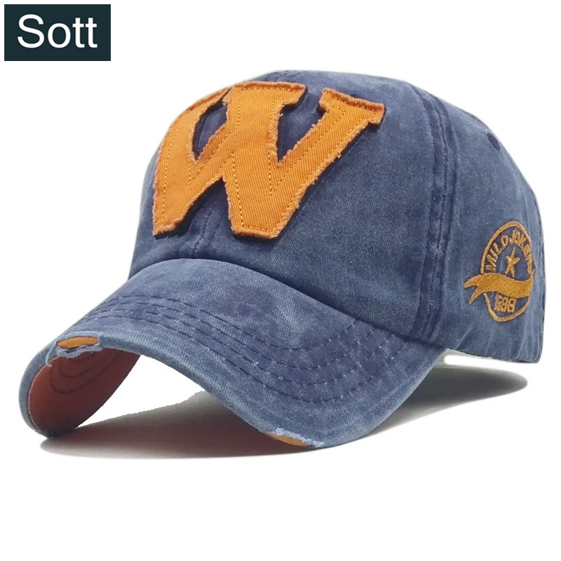 [SOTT] Summer W Letter Baseball Cap For Men Women Washed Vintage Bone Trucker Casual Snapback Hats Dad Hat B-0109 | Аксессуары для