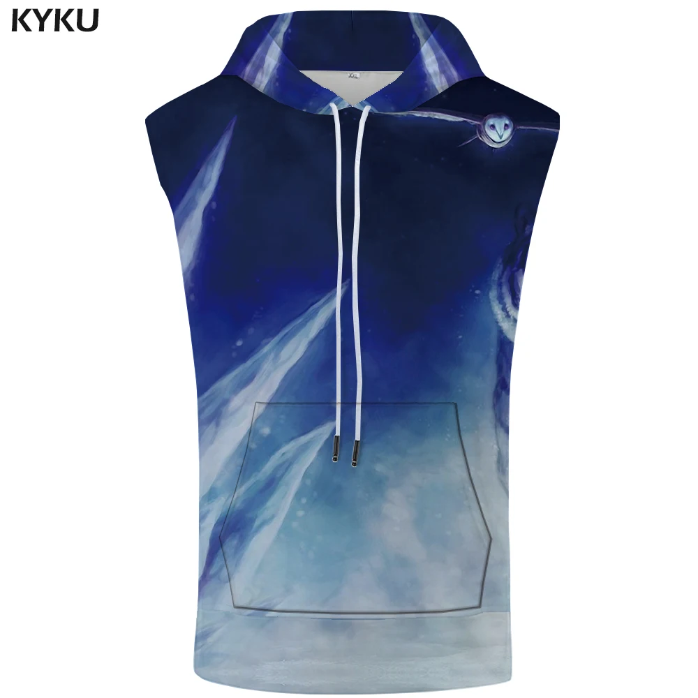 KYKU Tiger Sleeveless Hoodie Men Snow Summer Galaxy Coat Anime Shirt