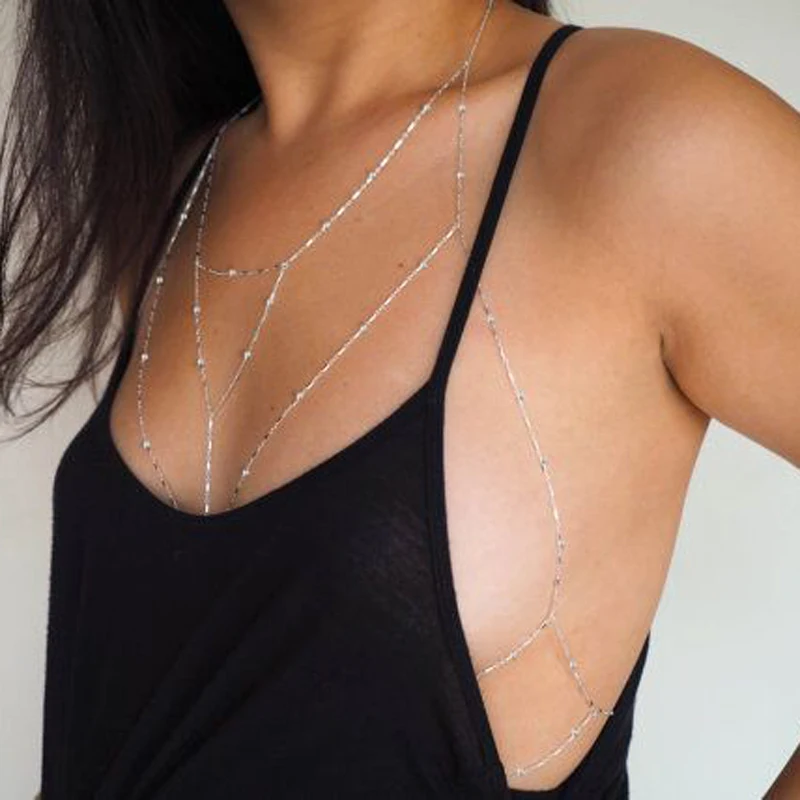 

Fashion 2017 Crystal Bra Slave Harness Body Chain Women Rhinestone Choker Necklace Pendant Bikini beach Body jewelry