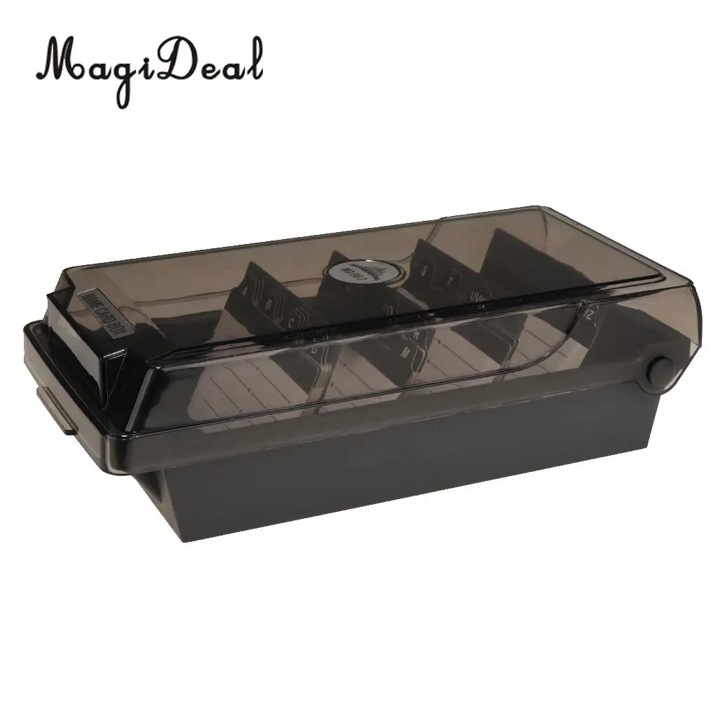 Large Capacity Business Card Holder Box Business Card File Card Storage Box Organizer Index Card Storage Box 4 Divider Board